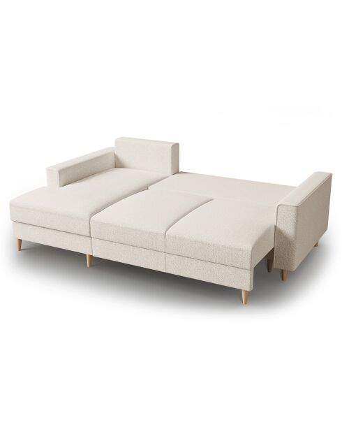 Canapé d'angle Gauche Convertible avec Coffre Cartadera bouclé 4 Places beige - 225x147x90 cm