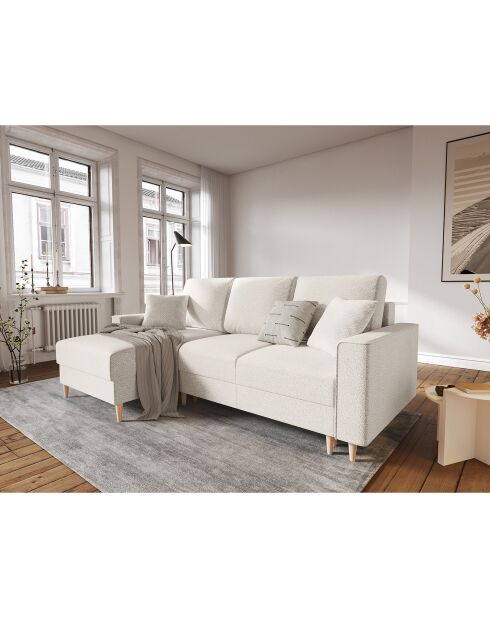 Canapé d'angle Gauche Convertible avec Coffre Cartadera bouclé 4 Places beige - 225x147x90 cm