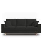 Canapé Convertible avec Coffre Cartadera bouclé 3 Places noir - 222x100x92 cm