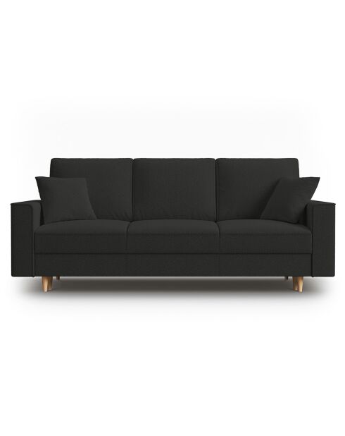 Canapé Convertible avec Coffre Cartadera bouclé 3 Places noir - 222x100x92 cm