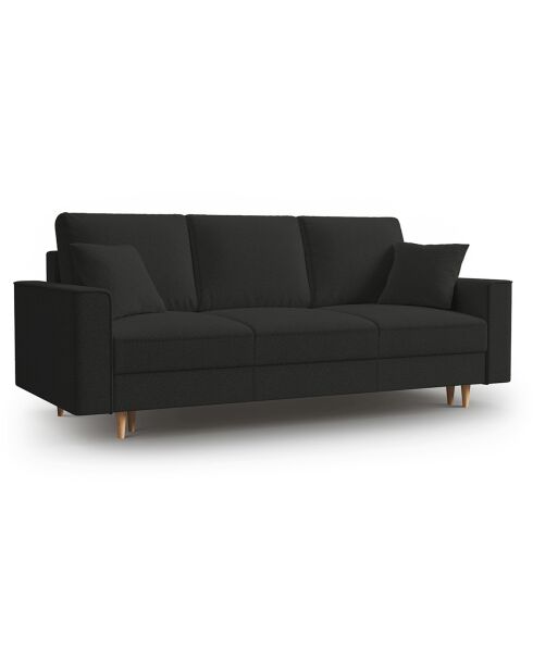 Canapé Convertible avec Coffre Cartadera bouclé 3 Places noir - 222x100x92 cm