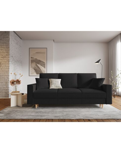 Canapé Convertible avec Coffre Cartadera bouclé 3 Places noir - 222x100x92 cm