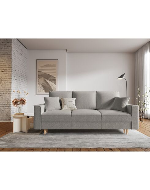 Canapé Convertible avec Coffre Cartadera bouclé 3 Places gris - 222x100x92 cm