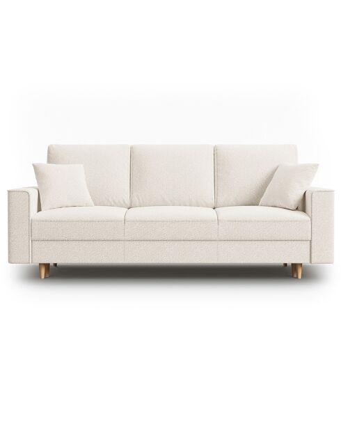 Canapé Convertible avec Coffre Cartadera bouclé 3 Places beige - 222x100x92 cm