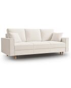 Canapé Convertible avec Coffre Cartadera bouclé 3 Places beige - 222x100x92 cm