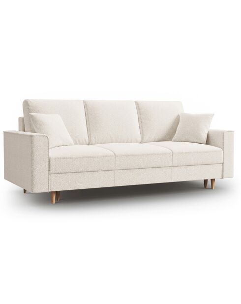 Canapé Convertible avec Coffre Cartadera bouclé 3 Places beige - 222x100x92 cm