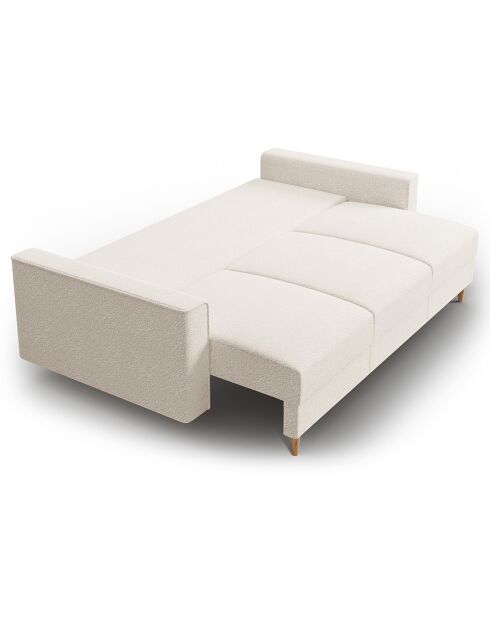 Canapé Convertible avec Coffre Cartadera bouclé 3 Places beige - 222x100x92 cm