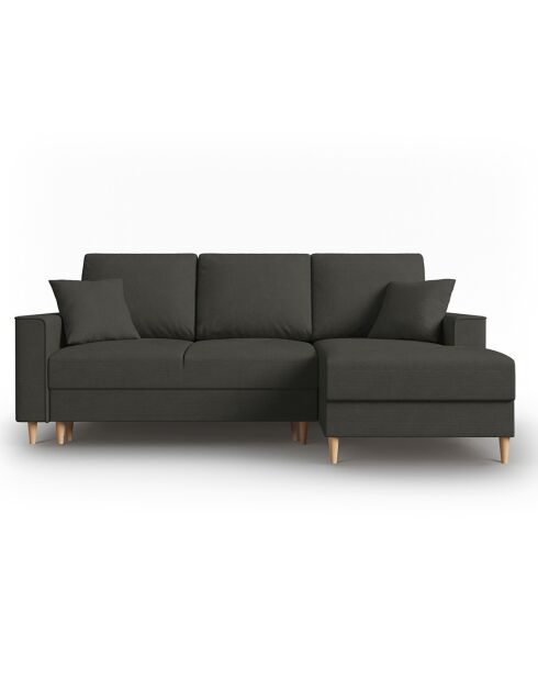 Canapé d'angle Droit Convertible avec Coffre Cartadera Velours côtelé 4 Places noir - 225x147x90 cm