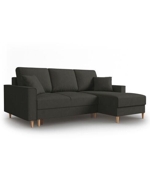 Canapé d'angle Droit Convertible avec Coffre Cartadera Velours côtelé 4 Places noir - 225x147x90 cm