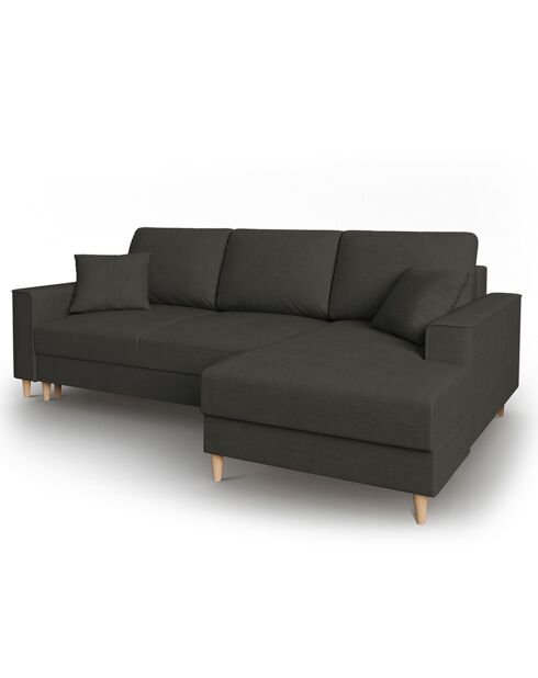 Canapé d'angle Droit Convertible avec Coffre Cartadera Velours côtelé 4 Places noir - 225x147x90 cm