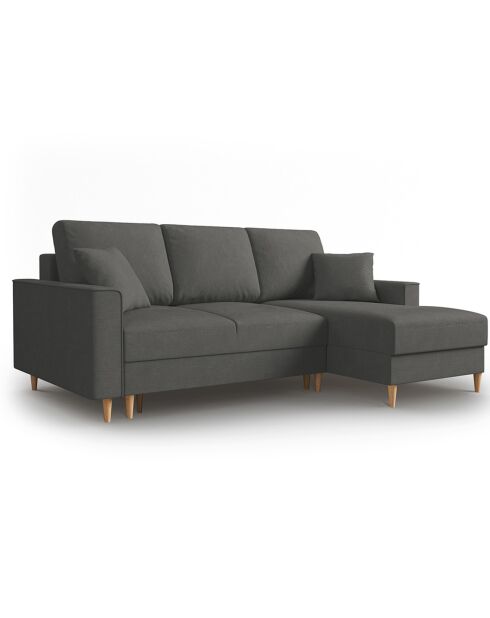 Canapé d'angle Droit Convertible avec Coffre Cartadera Velours côtelé 4 Places gris - 225x147x90 cm