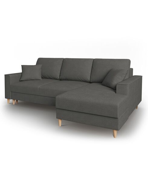 Canapé d'angle Droit Convertible avec Coffre Cartadera Velours côtelé 4 Places gris - 225x147x90 cm