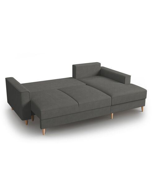 Canapé d'angle Droit Convertible avec Coffre Cartadera Velours côtelé 4 Places gris - 225x147x90 cm