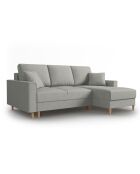Canapé d'angle Droit Convertible avec Coffre Cartadera Velours côtelé 4 Places gris clair - 225x147x90 cm