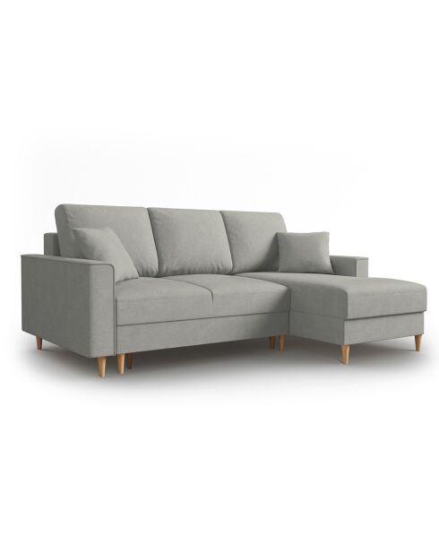 Canapé d'angle Droit Convertible avec Coffre Cartadera Velours côtelé 4 Places gris clair - 225x147x90 cm
