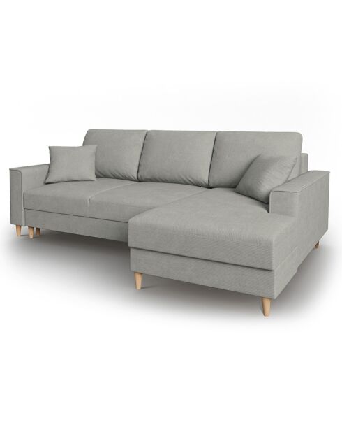 Canapé d'angle Droit Convertible avec Coffre Cartadera Velours côtelé 4 Places gris clair - 225x147x90 cm
