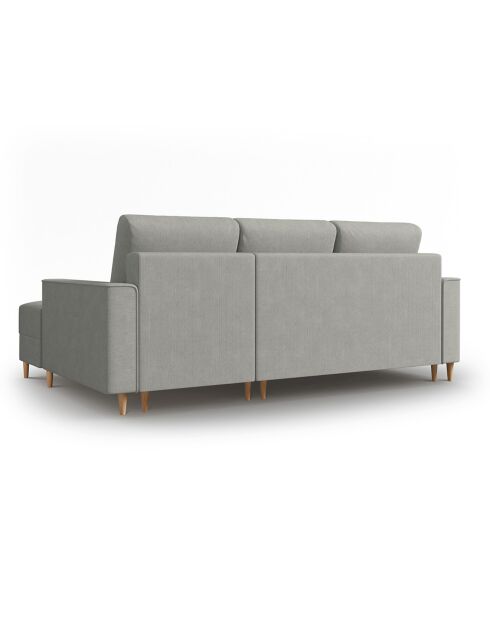 Canapé d'angle Droit Convertible avec Coffre Cartadera Velours côtelé 4 Places gris clair - 225x147x90 cm