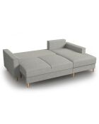 Canapé d'angle Droit Convertible avec Coffre Cartadera Velours côtelé 4 Places gris clair - 225x147x90 cm