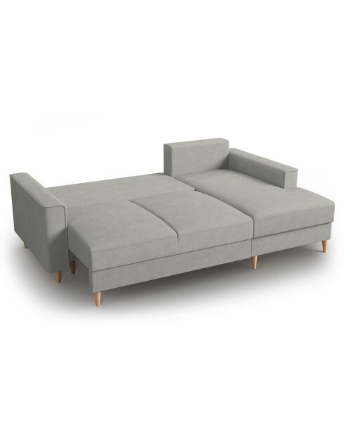 Canapé d'angle Droit Convertible avec Coffre Cartadera Velours côtelé 4 Places gris clair - 225x147x90 cm
