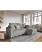 Canapé d'angle Droit Convertible avec Coffre Cartadera Velours côtelé 4 Places gris clair - 225x147x90 cm