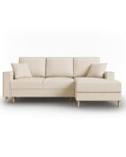 Canapé d'angle Droit Convertible avec Coffre Cartadera Velours côtelé 4 Places beige - 225x147x90 cm