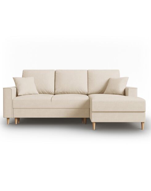 Canapé d'angle Droit Convertible avec Coffre Cartadera Velours côtelé 4 Places beige - 225x147x90 cm