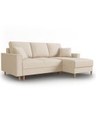 Canapé d'angle Droit Convertible avec Coffre Cartadera Velours côtelé 4 Places beige - 225x147x90 cm