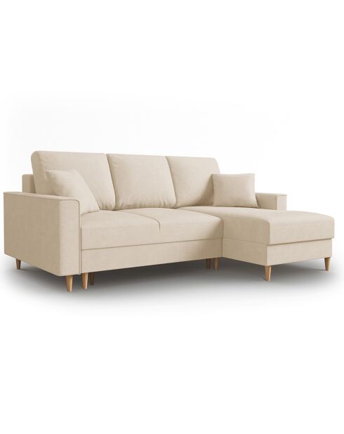 Canapé d'angle Droit Convertible avec Coffre Cartadera Velours côtelé 4 Places beige - 225x147x90 cm
