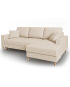 Canapé d'angle Droit Convertible avec Coffre Cartadera Velours côtelé 4 Places beige - 225x147x90 cm
