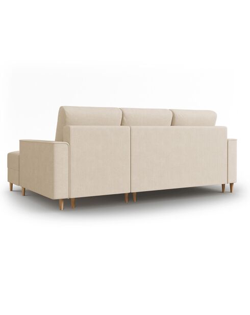 Canapé d'angle Droit Convertible avec Coffre Cartadera Velours côtelé 4 Places beige - 225x147x90 cm