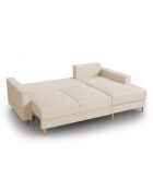 Canapé d'angle Droit Convertible avec Coffre Cartadera Velours côtelé 4 Places beige - 225x147x90 cm