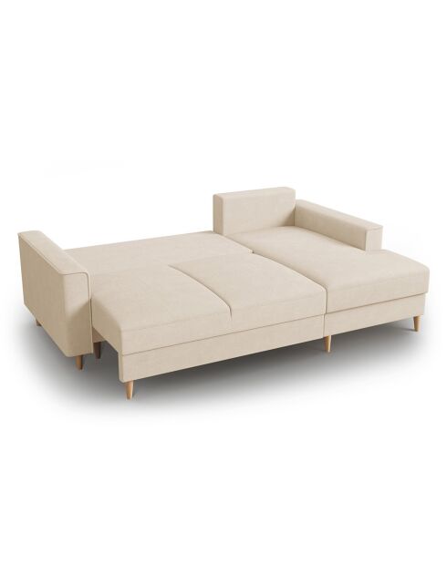 Canapé d'angle Droit Convertible avec Coffre Cartadera Velours côtelé 4 Places beige - 225x147x90 cm