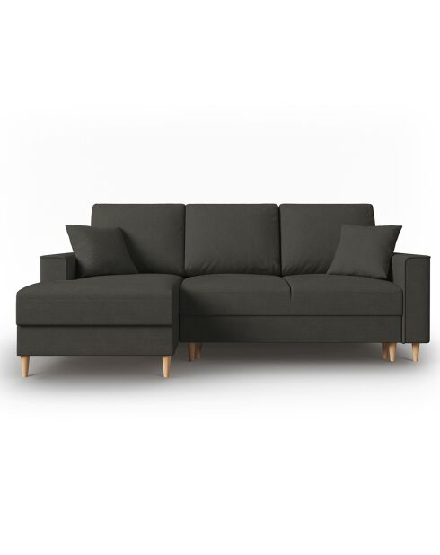 Canapé d'angle Gauche Convertible avec Coffre Cartadera Velours côtelé 4 Places noir - 225x147x90 cm