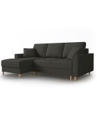 Canapé d'angle Gauche Convertible avec Coffre Cartadera Velours côtelé 4 Places noir - 225x147x90 cm