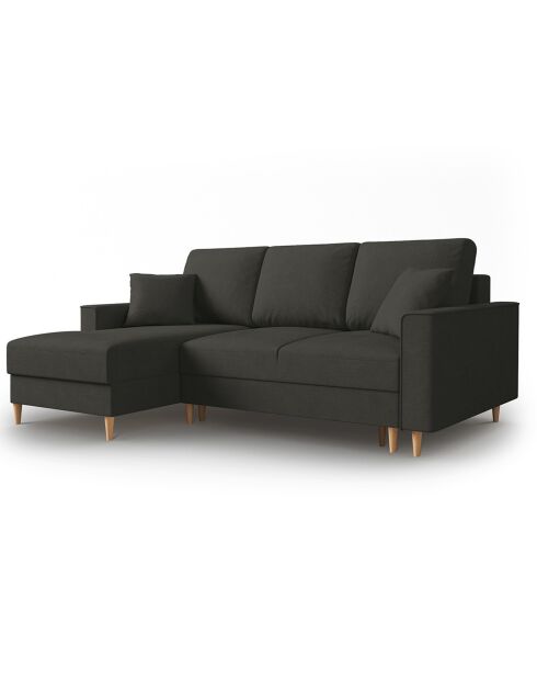 Canapé d'angle Gauche Convertible avec Coffre Cartadera Velours côtelé 4 Places noir - 225x147x90 cm