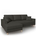 Canapé d'angle Gauche Convertible avec Coffre Cartadera Velours côtelé 4 Places noir - 225x147x90 cm