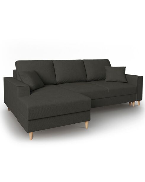 Canapé d'angle Gauche Convertible avec Coffre Cartadera Velours côtelé 4 Places noir - 225x147x90 cm