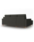 Canapé d'angle Gauche Convertible avec Coffre Cartadera Velours côtelé 4 Places noir - 225x147x90 cm