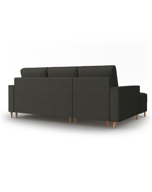 Canapé d'angle Gauche Convertible avec Coffre Cartadera Velours côtelé 4 Places noir - 225x147x90 cm