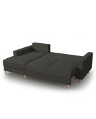 Canapé d'angle Gauche Convertible avec Coffre Cartadera Velours côtelé 4 Places noir - 225x147x90 cm