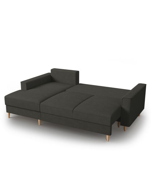 Canapé d'angle Gauche Convertible avec Coffre Cartadera Velours côtelé 4 Places noir - 225x147x90 cm