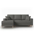 Canapé d'angle Gauche Convertible avec Coffre Cartadera Velours côtelé 4 Places gris - 225x147x90 cm