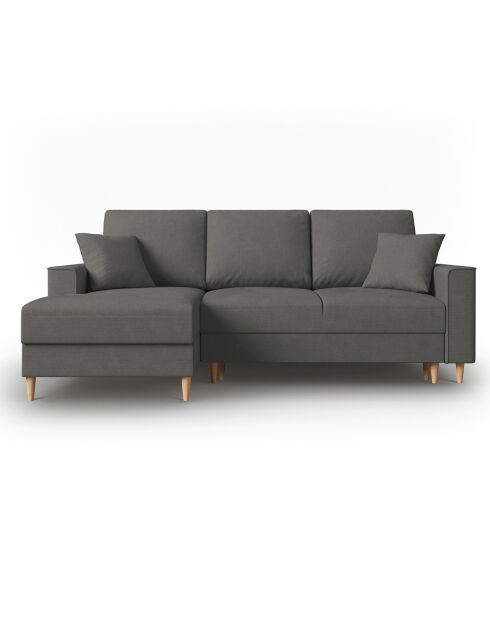 Canapé d'angle Gauche Convertible avec Coffre Cartadera Velours côtelé 4 Places gris - 225x147x90 cm