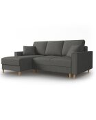 Canapé d'angle Gauche Convertible avec Coffre Cartadera Velours côtelé 4 Places gris - 225x147x90 cm