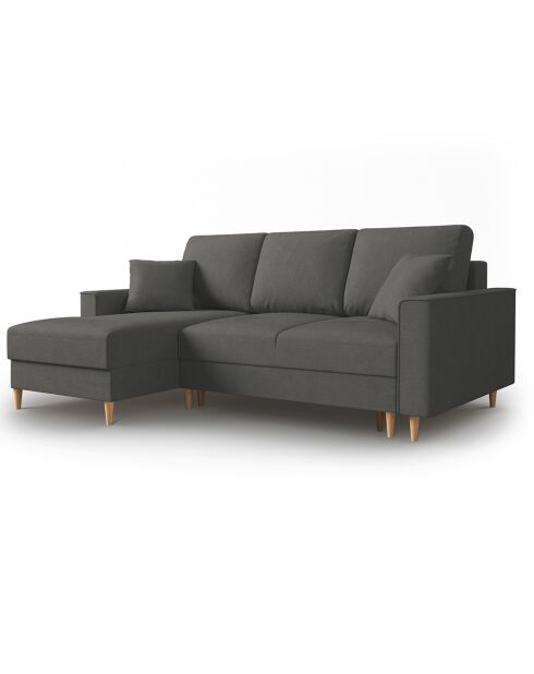 Canapé d'angle Gauche Convertible avec Coffre Cartadera Velours côtelé 4 Places gris - 225x147x90 cm