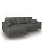 Canapé d'angle Gauche Convertible avec Coffre Cartadera Velours côtelé 4 Places gris - 225x147x90 cm
