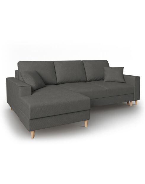 Canapé d'angle Gauche Convertible avec Coffre Cartadera Velours côtelé 4 Places gris - 225x147x90 cm