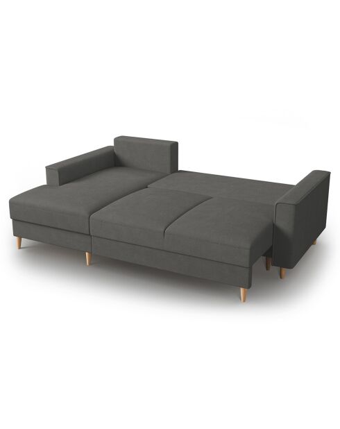 Canapé d'angle Gauche Convertible avec Coffre Cartadera Velours côtelé 4 Places gris - 225x147x90 cm