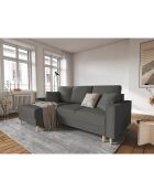 Canapé d'angle Gauche Convertible avec Coffre Cartadera Velours côtelé 4 Places gris - 225x147x90 cm