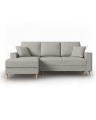 Canapé d'angle Gauche Convertible avec Coffre Cartadera Velours côtelé 4 Places gris clair - 225x147x90 cm